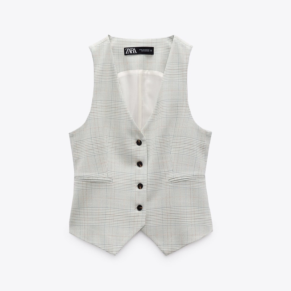 Zara Structured Plaid Vest